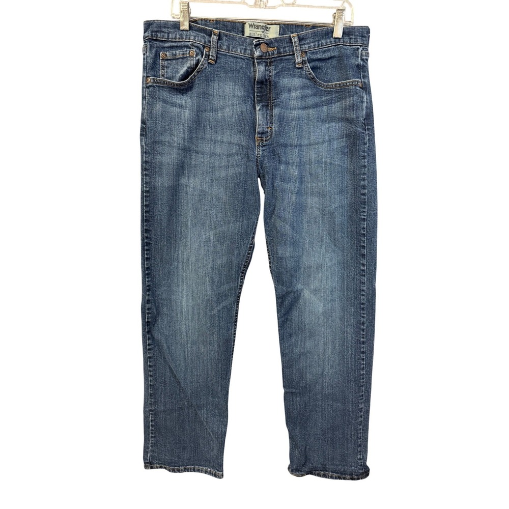 Wrangler Authentics Mens Straight‎ Leg Jeans Medium Wash Denim Blue 34x30